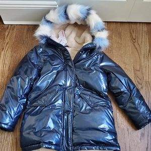Crewcuts Primaloft Metallic Blue Park- Girls Youth L, NWT